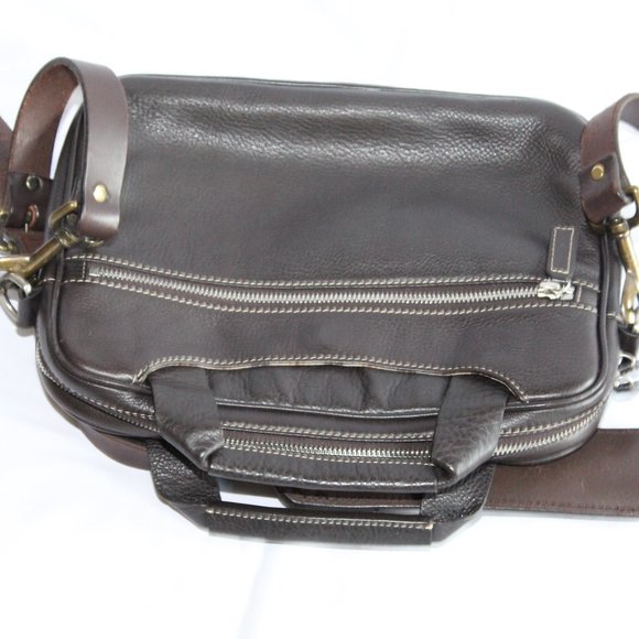 Levenger Brown Leather Multi-Use Messenger Crossbody Bag Organizer 11.5"x9" - Picture 6 of 16